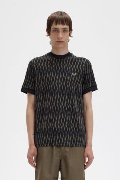 mehed argyle žakaarvärvi T-särk Fred Perry must Riietus JHP2NZ482