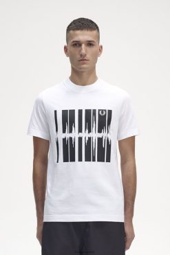 mehed helilaine graafiline T-särk Fred Perry valge Riietus JHP2NZ581