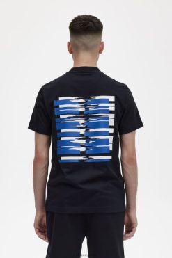 mehed helilaine seljaga graafiline T-särk Fred Perry must Riietus JHP2NZ582