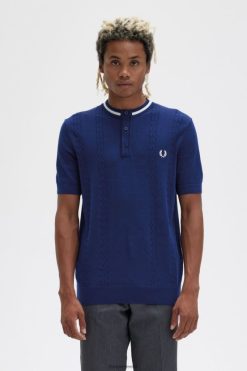 mehed kaabliga kootud henley särk Fred Perry prantsuse merevägi Riietus JHP2NZ433