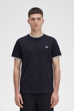 mehed kahe otsaga T-särk Fred Perry must Riietus JHP2NZ501