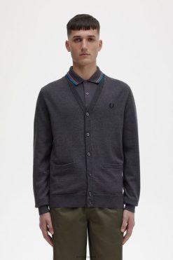 mehed klassikaline kardigan Fred Perry tumehall mergel Riietus JHP2NZ448