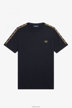 mehed kontrastse teibiga t-särk Fred Perry must kuld Riietus JHP2NZ510