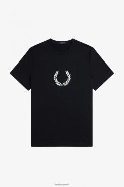 mehed loorberipärjaga graafiline T-särk Fred Perry must Riietus JHP2NZ543