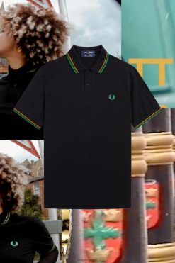 mehed m12 Fred Perry must/nottinghami kuld/metsaroheline Riietus JHP2NZ364