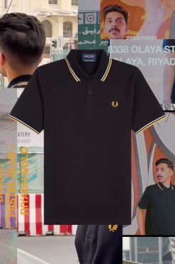mehed m12 Fred Perry must/pastellsinine/riyadhi kuld Riietus JHP2NZ369