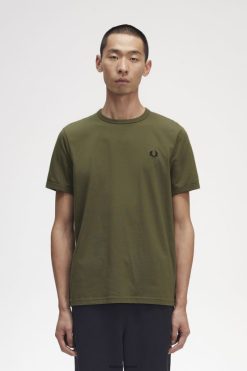 mehed ringer t-särk Fred Perry ühtlane roheline Riietus JHP2NZ532