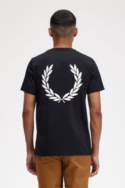 mehed seljaga graafiline T-särk Fred Perry must Riietus JHP2NZ521