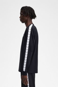 mehed teibitud pikkade varrukatega T-särk Fred Perry must Riietus JHP2NZ541