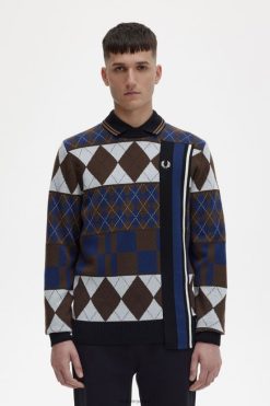 mehed triibuline paneel argyle jumper Fred Perry varjutatud kivi Riietus JHP2NZ468