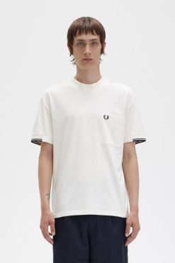 mehed varrukatega t-särk Fred Perry ekru Riietus JHP2NZ484