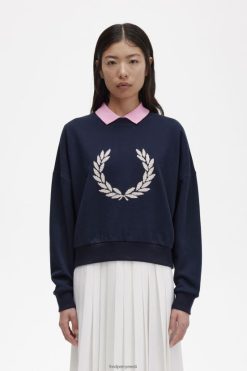 naised julge loorberipärjaga dressipluus Fred Perry merevägi Riietus JHP2NZ648