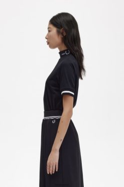 naised kaubamärgiga kõrge kaelusega T-särk Fred Perry must Riietus JHP2NZ661