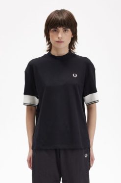naised manseti otsaga pikee t-särk Fred Perry must Riietus JHP2NZ652