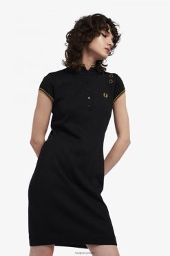 naised metallik kootud kleit Fred Perry must Riietus JHP2NZ619