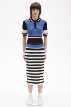 naised žakaarkootud triibuline kleit Fred Perry hämarassinine Riietus JHP2NZ607